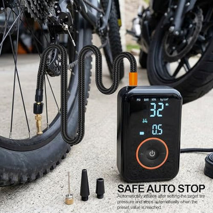 Tire Inflator Portable Air Compressor Heavy Duty 150PSI Faster Inflation Power Bank with Digital Gauge Pre-Set Auto Shut-Off LED flashing Lights Cordless Air Pump for Car Motorcycle, Bike, Balls