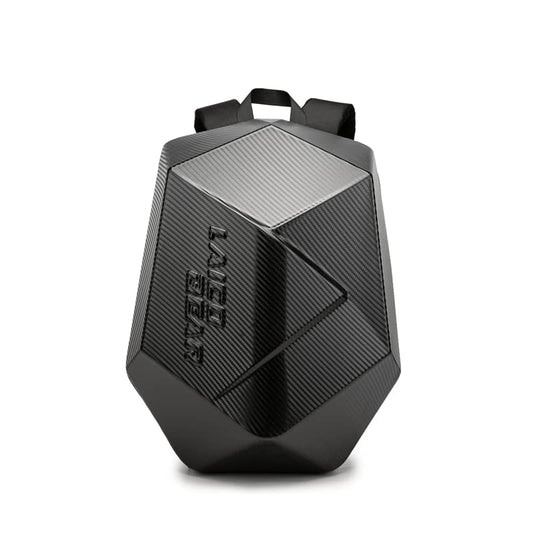 Motorcycle Backpack for Men Waterproof Carbon Fiber Motorbike Helmet Backpack Expandable Rear Seat Bag Moto Travel Luggage (carbon black) - color: Carbon Black