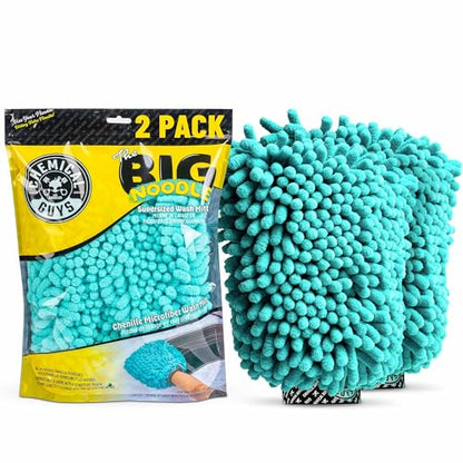Chemical Guys Teal X-Large Noodles Mitt 2 Pack - Ultra Plush Scratch-Free Wash Mitt with Maximum Foam Coverage for All Vehicle Surfaces (MIC51302)