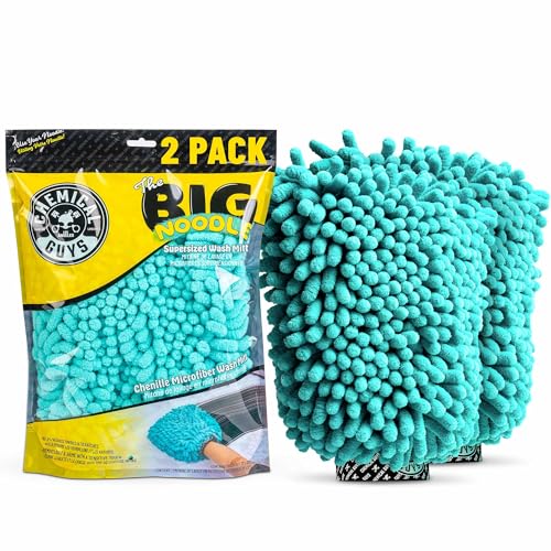 Chemical Guys Teal X-Large Noodles Mitt 2 Pack - Ultra Plush Scratch-Free Wash Mitt with Maximum Foam Coverage for All Vehicle Surfaces (MIC51302)