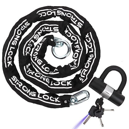 AKM Motorcycle Chain Lock Anti-Theft 8.2ft/250cm Super Long Durable 12mm Thick With 4 Keys Security 16mm U Lock for Motorcycles, Containers, Trailers, ATV - size: 8.2ft/250cm x 12mm Diameter Chain with Lock