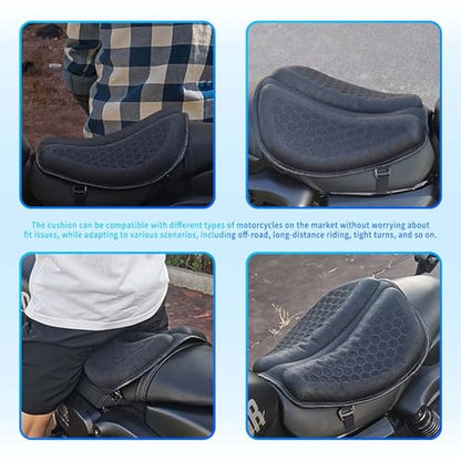 Motorcycle Gel Seat Cushion Moto 3D Honeycomb Waterproof Function Universal Seat Cover Structure Breathable Shock Absorption Reduces Motorcycle Gel Seat Pad for Comfortable Long Rides