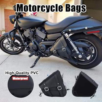 Motorcycle Saddle Bags Leather Motorcycle Solo Swing Arm Bag For Softails Sportsters Choppers Waterproof Side Bags (Black - Right Side, 11.5" x 10.25" x 3.5") - size: Right Side