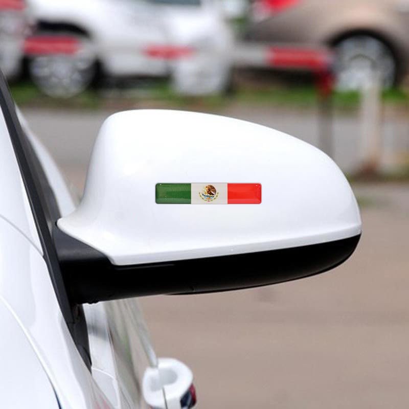 4-Pack Mexico Flag 3D Epoxy Car Stickers – Reflective Waterproof Decals for Cars, Trucks, Motorcycles, Helmets, Laptops & More, Durable Mexican Pride Auto Accessories