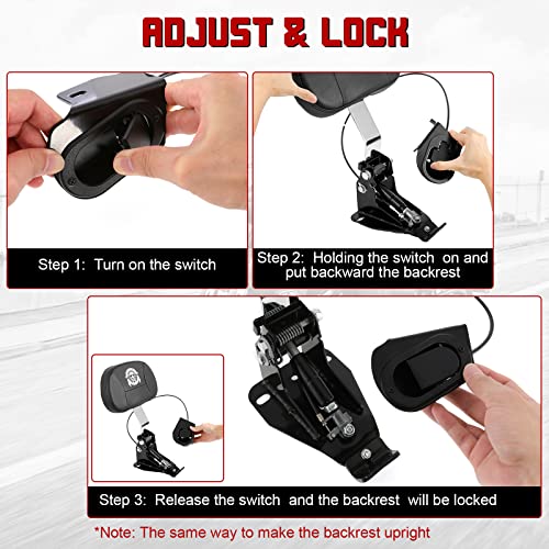 INNOGLOW Motorcycle Backrest - Adjustable Detachable Driver Rider Backrest Chrome Back Rest Pad Fit for Harley Davidson Touring Street Glide Electra Glide Road Glide Road King CVO 2009-2020 - color: Style-2/Chrome Arm(with skull printed)