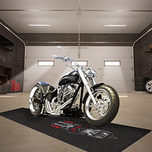PIG Personalized Motorcycle Mat | Ultra Thin | Animal Biker | 3' x 10' Custom Text Motorcycle Parking Mat | PM70059POR-3X10T-BK