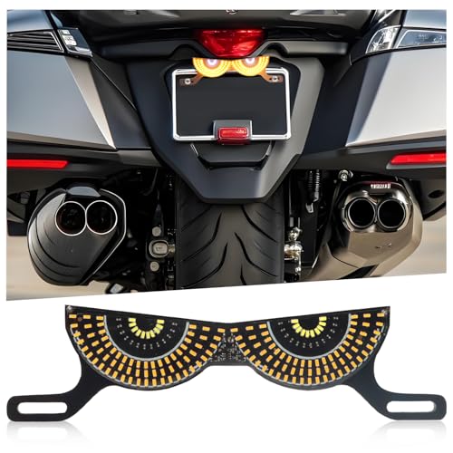 LED Eyes Light, 12V Motorcycle License Plate Screw Light, Amber & White (Semi-Circular) Flashing Demon Eye LED Decoration Accessories for Electric Bikes, Motorcycles, Tricycles, Scooters