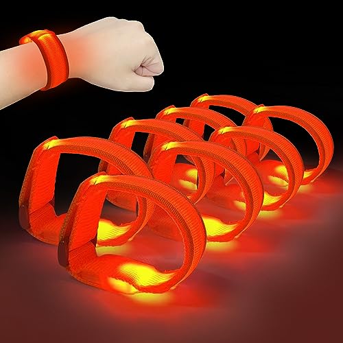 M.best 8pcs LED Light Up Bracelets Glow Flashing Wristbands Glow in The Dark Party Supplies for Wedding, Raves, Concert, Camping,Sporting Events, Party Orange - color: 8pcs Orange