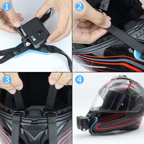 AUTOXBERT Motorcycle Helmet Chin Strap Mount with Phone Clip Kit for GoPro Hero 11/10/9/8, Smartphones, Motocross Helmet Extension Attachment Mounting Accessories