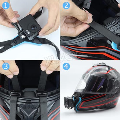 AUTOXBERT Motorcycle Helmet Chin Strap Mount with Phone Clip Kit for GoPro Hero 11/10/9/8, Smartphones, Motocross Helmet Extension Attachment Mounting Accessories