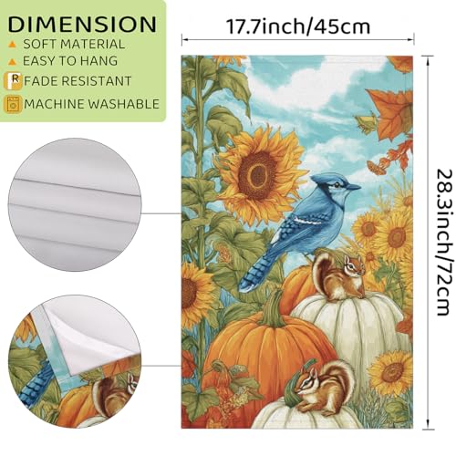 Sunflower Birds Kitchen Towels Set of 2 Autumn Pumpkin Squirrel Dish Towels Bar Absorbent Cleaning Tea Towel for Home Dining Restaurants - color: Sunflower Birds Autumn Pumpkin Squirrel