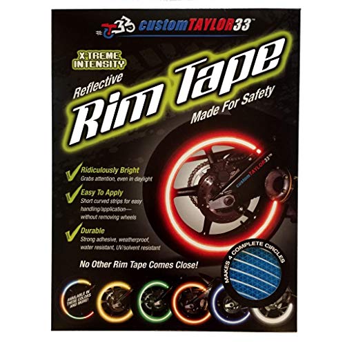 customTAYLOR33 Special Edition Baby Blue High Intensity Grade Reflective Copyrighted Safety Rim Tapes - (Must Select Your Rim Size) (14" (TIRE Size, for Small Bicycles/eBikes)) - size: 14" (TIRE Size, FOR Small Bicycles/eBikes)