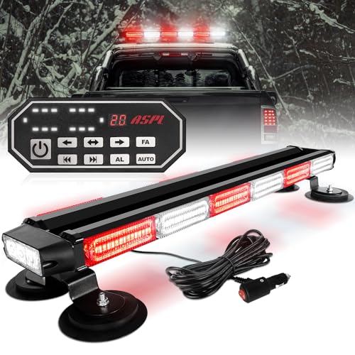 ASPL 26inch 126 LED Emergency Rooftop Strobe Lights Bar w/Controller Double Side Warning Hazard Snow Plow Flashing Light Traffic Advisor Safety Light for Work Trucks Vehicles Tow Pickup(Red/White) - color: Red/White