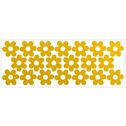 LiteMark Reflective Petal Flower Power Vinyl Stickers, Great for Laptop, Phone, Helmets, Bicycles - Yellow, Pack of 20 Pcs - color: Yellow