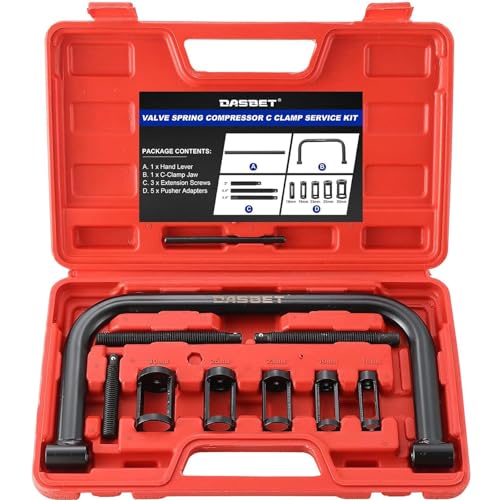 DASBET Valve Spring Compressor C Clamp Service Kit Valve Spring Removal Tool with C Clamp for ATV, Car, Motorcycle, Small Engine Vehicle Equipment - color: Red