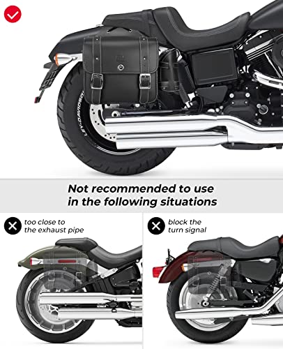 KEMIMOTO PU Leather Motorcycle Saddlebags with Cup Holder Throw Over Saddle bags 20L Side Luggage Bags for Sportster Softail Dyna Rebel Shadow Black