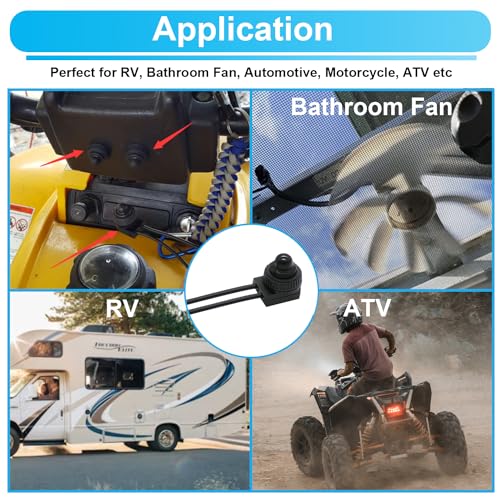 TWTADE 2PCS Waterproof RV Push Button Switch 12V ON/Off SPST Switch for Motorcycle/Auto Car Bathroom Fan with 4.5'' Lines KP-107 - size: 2 PCS