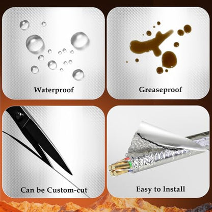 Self-Adhesive Automotive Heat Shield Sleeve, 1/2" x 39" Aluminum Heat Shield Wrap for Wiring, Hoses, Pipes & Exhaust Lines - Includes Stainless Steel Ties (Silver) - size: 1/2" I.D. x 39in