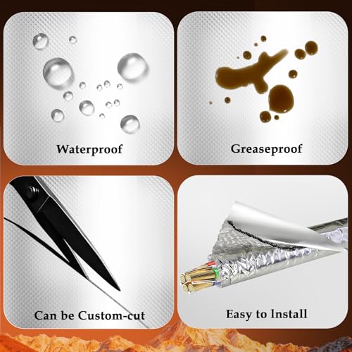 Self-Adhesive Automotive Heat Shield Sleeve, 3/4" x 39" Aluminum Heat Shield Wrap for Wiring, Hoses, Pipes & Exhaust Lines - Includes Stainless Steel Ties (Silver) - size: 3/4" I.D. x 39in