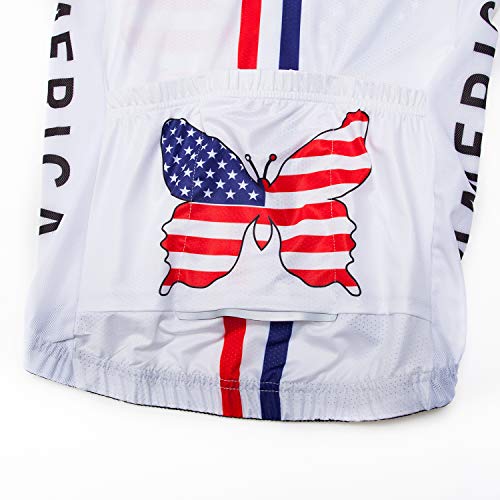 Women's Cycling Jersey Bike Shirts Short Sleeve Ladies Bicycle Clothing MTB Cycle Jacket - color: America Us Team, size: X-Large