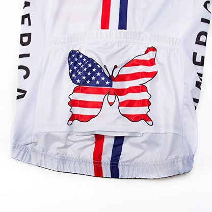 Women's Cycling Jersey Bike Shirts Short Sleeve Ladies Bicycle Clothing MTB Cycle Jacket - color: America Us Team, size: Small