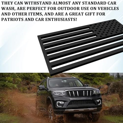 American Flag Emblem Car Decals, 3D Acrylic USA Patriotic Military Flag Sticker Reflective Stripes, Left & Right Raised Decals for Car Truck SUV Jeep RV Window Bumper Motorcycle (2PCS, Cut-Out) - color: Black