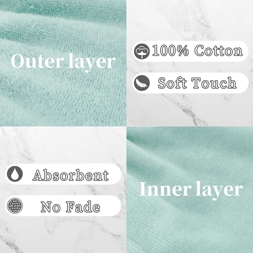 VOOVA & MOVAS Kids Bath Mitts 6-Pack, 100% Cotton Soft Absorbent Wash Cloths with Hanging Loop, 8.3x6.3 Inch European Style Bath Mitt for Toddler Shower, Green Dino - color: Green Dino