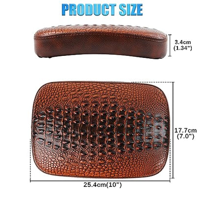 DREAMIZER Motorcycle Leather Pillion Rear Passenger Pad Seat 8 Suction Cup Rectangular Passenger Seat Compatible with Harley Bikes Custom (Brown-Crocodile) - color: Brown#1-Crocodile