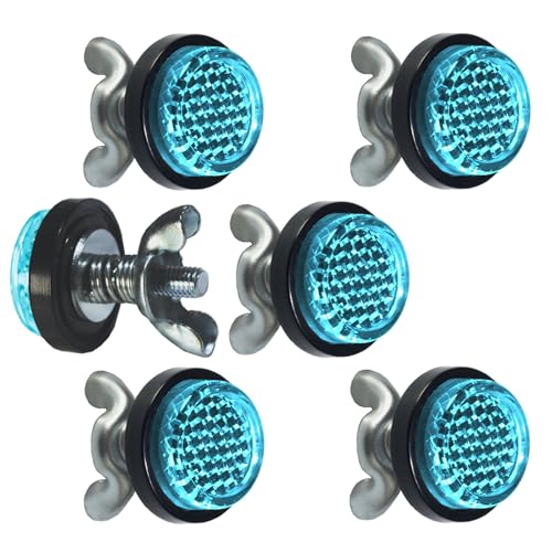 Blue Reflector Motorcycle License Plate Bolts and Nuts - color: Blue