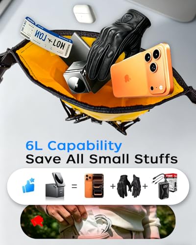 Waterproof Motorcycle Crash Bar Bag 6L, Motorcycle Tail Bag Luggage with Shoulder Straps, Dry Bag Saddle Bag Used in Saddle Rack Rear Fender for Travel & Adventure (Yellow) - color: Yellow