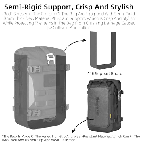 Rhinowalk Motorcycle Front Bumper Bag Tail Bag Motorbike Side Bag 6L Waterproof Motorcycle Saddle Pannier Bag with MOLLE System Professional Motor Accessories-Black - size: 6L, style: Front Bumper Bag-6l