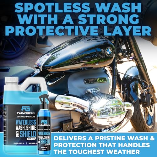 Flowgenix™ Waterless Car Wash Spray - Grand Finale - Motorcycle Cleaner & Car Wax Polish (1 Gal or 128 oz) - Ceramic Coating - Quick Detailer Spray to Make Your Vehicle Shine - color: Waterless Car Wash Spray (1 Gallon)
