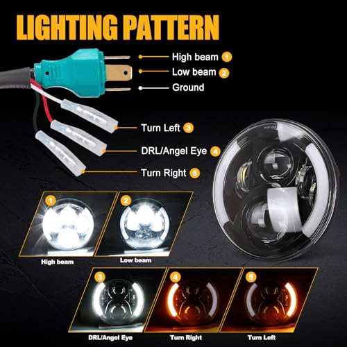 SUPAREE 7 Inch LED Motorcycle Headlight with Turn Signal: Black Motorcycle Headlight Compatible with Touring Road King Ultra Classic Electra Street Glide Tri Cvo Heritage Softail Slim Deluxe Fatboy