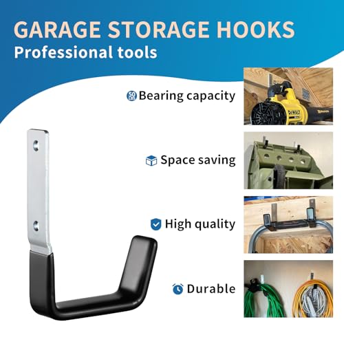 GeeWatom Heavy Duty Steel Garage Hooks,Garage Storage Utility Hooks,Anti-Slip Hanger, Tool Organizer,Steel Wall Mount Organizer, Garden Hose Hanger (Small-6PC) - size: Small-6PC