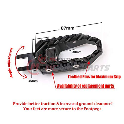 MC MOTOPARTS Black Front Wide CNC Touring Foot Pegs Compatible with MT-07 MT-09 13-18 YZF R3 15-18 MT-10 16-19 2020 2021 - color: Black, size: No Extension