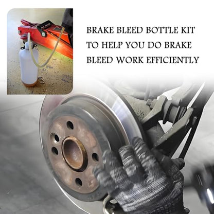 Car Brake Bleeder Bottle Kit,Practical One Man Brake Bleeder Kit Includes 23.07" Hose/1L Brakes Bleed Bottle/Chain/Connector,Professional Automotive Tools Brakes Fluid Bleeders Kits