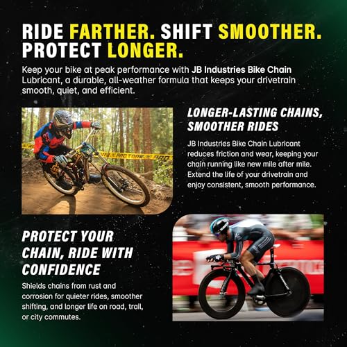 JB Industries Bike Chain Dry Lubricant, 4 oz – Long‑Lasting Bicycle Chain Lube for Dry & Dusty Conditions – Reduces Friction & Noise – Quick‑Drying Formula with Precision Drip Applicator