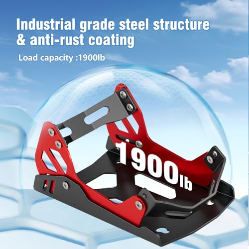Heavy-Duty Steel Motorcycle Wheel Chock for Trailer Mount | Anti-Rust Black/Red Design | Universal Front Wheel Chock Stand for Dirt Bikes & Motorcycles | Compact & Portable (5.3”H x 10.8”L x 6.1”W)