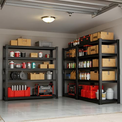 Heavy Duty 5-Tier Shelving Unit, 2500 LBS Capacity Storage Shelves for Garage Kitchen Pantry, Metal Adjustable Shelving for Basement Bathroom Laundry, 47" L x 18" W x 71" H - size: 71" H x 47" W x 18" D