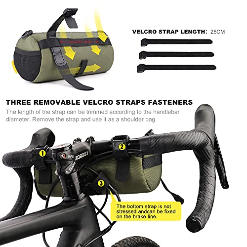 Rhinowalk Bike Handlebar Bag, Bicycle Front Bag Shoulder Bag Storage Bag with Shoulder Strap for Road Mountain Bike Cycling Travel - color: Green
