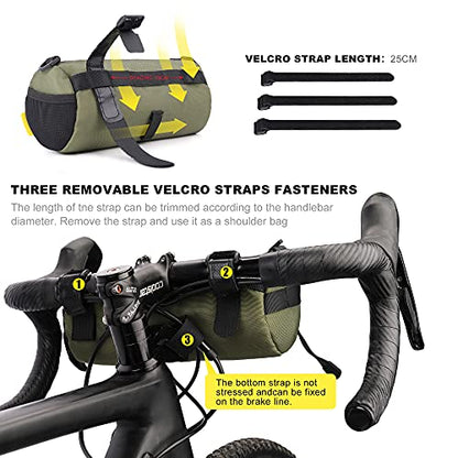 Rhinowalk Bike Handlebar Bag, Bicycle Front Bag Shoulder Bag Storage Bag with Shoulder Strap for Road Mountain Bike Cycling Travel - color: Green