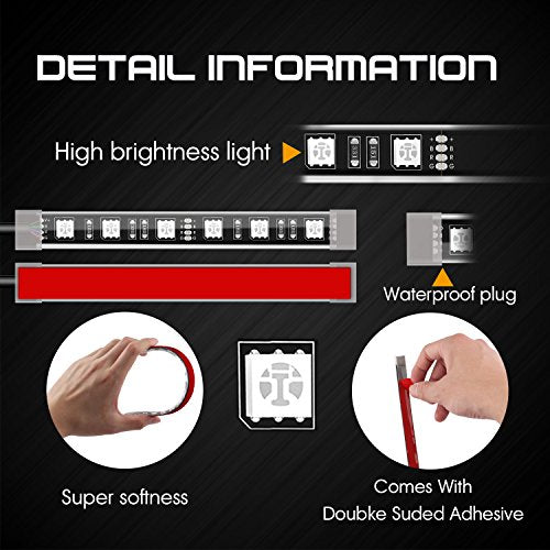 SUNPIE Motorcycle Underglow LED Light Kit 16 Pieces with Smart Brake & Turn Signal Sync 12V IP67 Waterproof RGB Neon Glow Enhanced Night Riding Safety for Harley Kawasaki Suzuki Indian All Motorcycles - color: RGB-16PCS Update