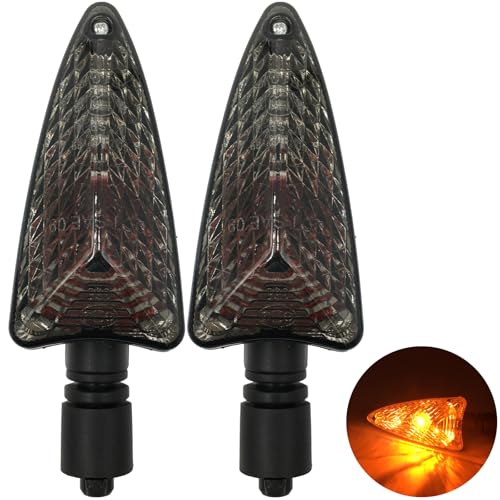 2Pcs Motorcycle Turn Signal Light Front Or Rear Indicator Compatible With Triumph Tiger 800/XC Tiger 1050 Daytona 675/R 2009-2018 (Long handle and Smoke) - color: Long handle and Smoke