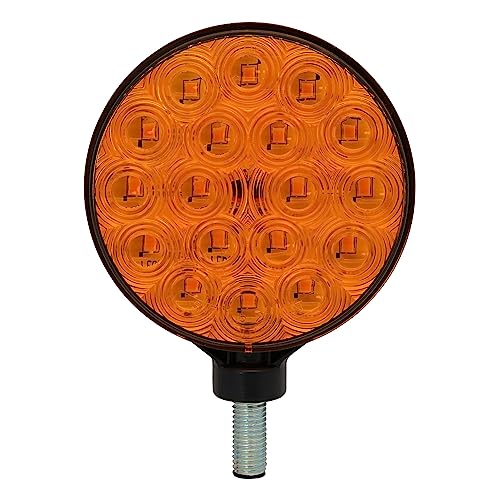 4" Round Dual-Face Amber Lens 12V Pedestal Mount Hazard Warning Lamp Flashing Caution Light for Boat Trailer SUV Camper RV Off-Road Kenworth Peterbilt Freightliner Trucks - size: 1Pcs Warning Light