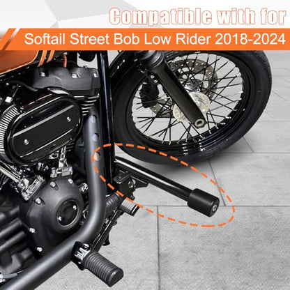AUFER Front Highway Engine Guard Crash Bar Support Portection Compatible with for Softail Street Bob FXBB FXBBS Low Rider FXLR FXLRS 2018-2024 Nerf Bars Flat Out Bar Frame