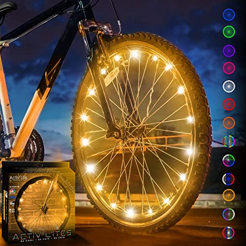 Activ Life LED Bike Wheel Lights with Batteries Included! Get 100% Brighter and Visible from All Angles for Ultimate Safety & Style (1 Tire Pack) - color: Gold