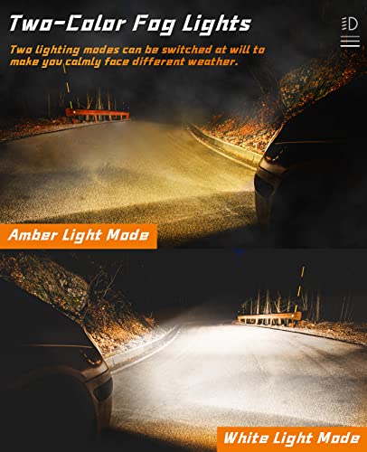 Zmoon Motorcycle LED Driving Fog Lights 60W White and Amber LED Pods Projector Lights 1.3" Aux Spotlight, Compatible with Tractor Truck ATV UTV SUV Boat etc. (2 pack)