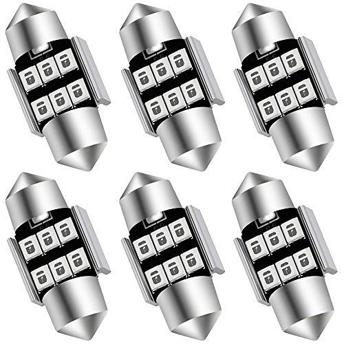 AUXLIGHT 6614 6641 6612F 6615 F30-WHP TS-14V1CP 29MM 1.14”Festoon LED Interior Light Bulbs Green, Super Bright 6SMD Chips for Car SUV Truck Sunvisor Vanity Mirror Lights (Pack of 6) - color: Green, size: 29MM