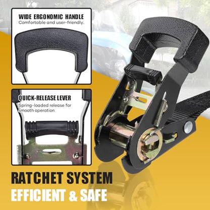 Ayaport Endless Ratchet Straps (No Hooks) 1" x 20' Heavy Duty Small Ratchet Tie Down Straps 1860lbs Break Strength Black Tie Downs for Cargo, Truck Bed, Motorcycle, 2Pcs - size: 20' x 1"-2pcs