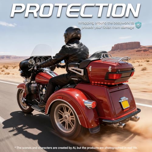MoKitDora Trunk Guard Rear Bumper Crash Bar Protector for 2009-later Harley Trike Tri Glide Ultra Classic FLHTCUTG, Black
